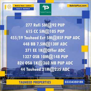 Residential Plot for Sale in Sector E - Rafi Block -  Bahria Town, Lahore - (BP-176793)
