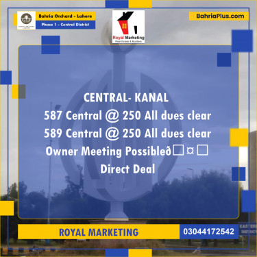 Residential Plot for Sale in Phase 1 - Central District -  Bahria Orchard, Lahore - (BP-176859)