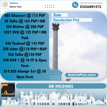 Residential Plot for Sale in Sector F - Ghaznavi Block -  Bahria Town, Lahore - (BP-176867)