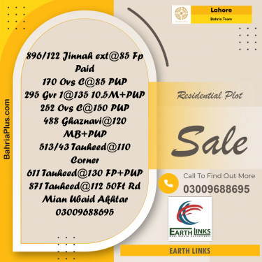 Residential Plot for Sale in Sector E - Jinnah Ext. Block -  Bahria Town, Lahore - (BP-176880)