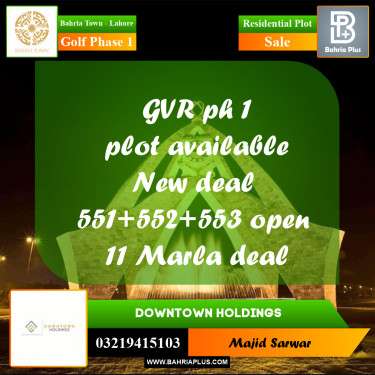 Residential Plot for Sale in Golf Phase 1 -  Bahria Town, Lahore - (BP-176899)
