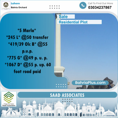 Residential Plot for Sale in Phase 2 - L Block -  Bahria Orchard, Lahore - (BP-176901)