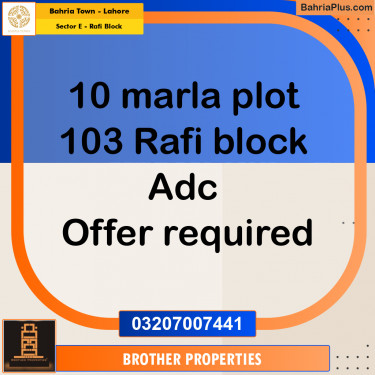 Residential Plot for Sale in Sector E - Rafi Block -  Bahria Town, Lahore - (BP-176905)
