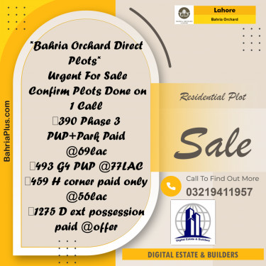 Residential Plot for Sale in Phase 3 -  Bahria Orchard, Lahore - (BP-176912)