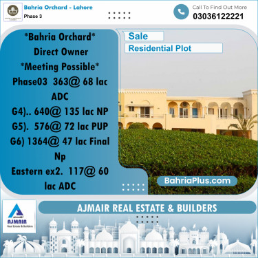 Residential Plot for Sale in Phase 3 -  Bahria Orchard, Lahore - (BP-176918)