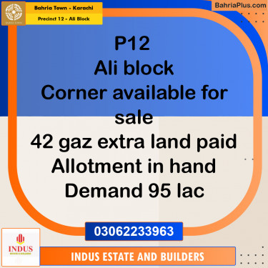 125 Sq. Yards Residential Plot for Sale in Precinct 12 - Ali Block -  Bahria Town, Karachi - (BP-176924)