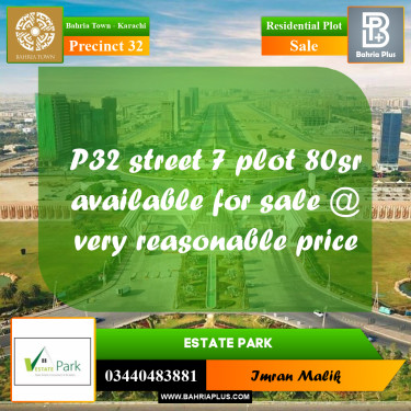 250 Sq. Yards Residential Plot for Sale in Precinct 32 -  Bahria Town, Karachi - (BP-176939)