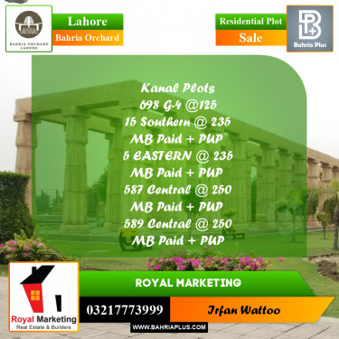 Residential Plot for Sale in Phase 4 - G4 Block -  Bahria Orchard, Lahore - (BP-176989)
