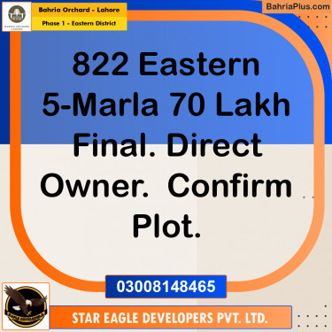 Residential Plot for Sale in Phase 1 - Eastern District -  Bahria Orchard, Lahore - (BP-177048)
