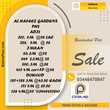 Residential Plot for Sale in Bahria Town, Lahore - (BP-177109)
