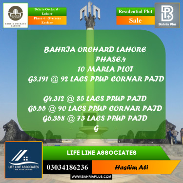 Residential Plot for Sale in Phase 4 - Overseas Enclave -  Bahria Orchard, Lahore - (BP-177115)