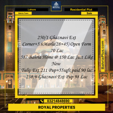 Residential Plot for Sale in Sector F - Ghaznavi Ext. Block -  Bahria Town, Lahore - (BP-177122)