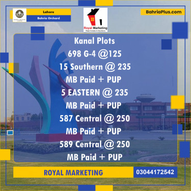 Residential Plot for Sale in Phase 4 - G4 Block -  Bahria Orchard, Lahore - (BP-177141)