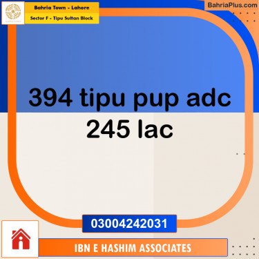 Residential Plot for Sale in Sector F - Tipu Sultan Block -  Bahria Town, Lahore - (BP-177153)
