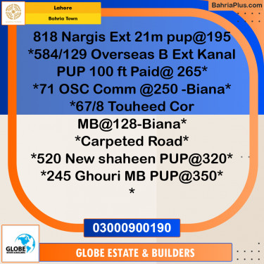 Residential Plot for Sale in Sector C - Nargis/Hussain Ext. -  Bahria Town, Lahore - (BP-177157)