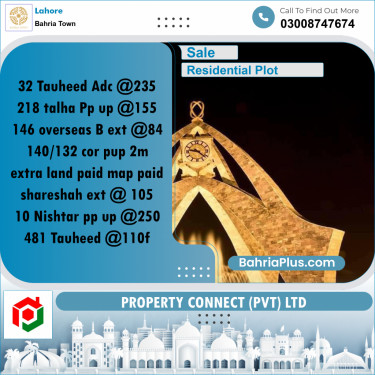 Residential Plot for Sale in Sector F - Tauheed Block -  Bahria Town, Lahore - (BP-177161)