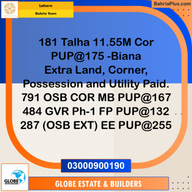 Residential Plot for Sale in Sector F - Talha Block -  Bahria Town, Lahore - (BP-177173)