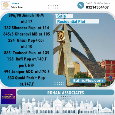 Residential Plot for Sale in Sector E - Jinnah Block -  Bahria Town, Lahore - (BP-177175)