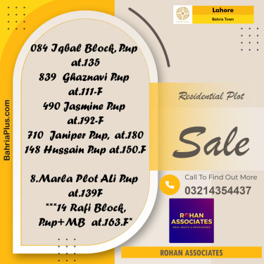 Residential Plot for Sale in Sector E - Iqbal Block -  Bahria Town, Lahore - (BP-177180)