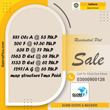 Residential Plot for Sale in OLC-A Block -  Bahria Orchard, Lahore - (BP-177222)