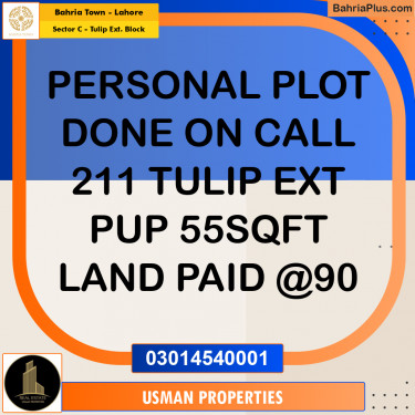 Residential Plot for Sale in Sector C - Tulip Ext. Block -  Bahria Town, Lahore - (BP-177240)