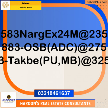 Residential Plot for Sale in Sector C - Nargis/Hussain Ext. -  Bahria Town, Lahore - (BP-177259)