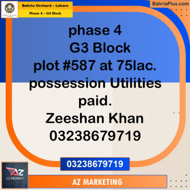 Residential Plot for Sale in Phase 4 - G3 Block -  Bahria Orchard, Lahore - (BP-177304)