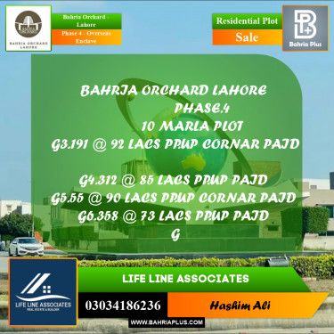 Residential Plot for Sale in Phase 4 - Overseas Enclave -  Bahria Orchard, Lahore - (BP-177490)