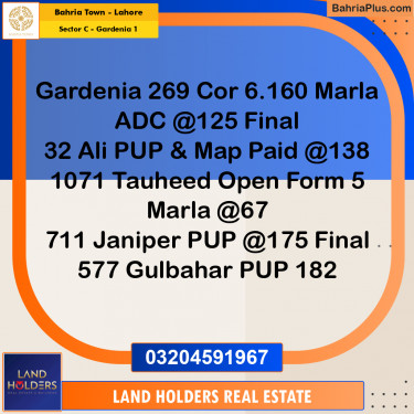 Residential Plot for Sale in Sector C - Gardenia 1 -  Bahria Town, Lahore - (BP-177640)