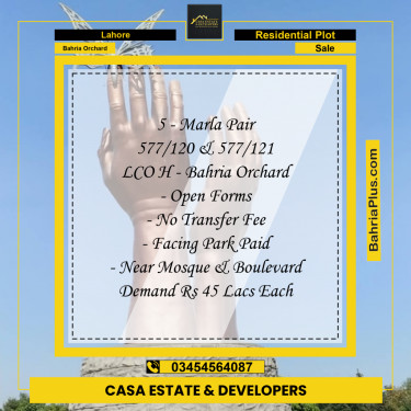 Residential Plot for Sale in Bahria Orchard, Lahore - (BP-177643)