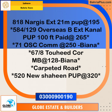 Residential Plot for Sale in Sector C - Nargis/Hussain Ext. -  Bahria Town, Lahore - (BP-177695)