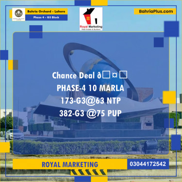 Residential Plot for Sale in Phase 4 - G3 Block -  Bahria Orchard, Lahore - (BP-177701)