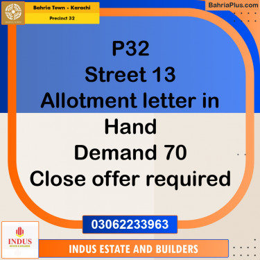 250 Sq. Yards Residential Plot for Sale in Precinct 32 -  Bahria Town, Karachi - (BP-177770)