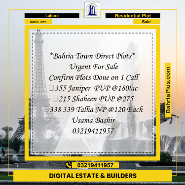 Residential Plot for Sale in Sector C - Janiper Block -  Bahria Town, Lahore - (BP-177838)