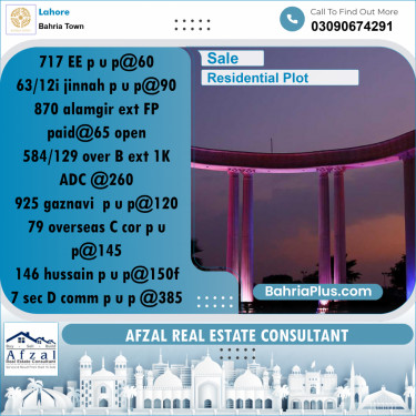 Residential Plot for Sale in Sector D - EE Block -  Bahria Town, Lahore - (BP-177844)