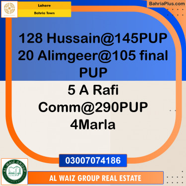 Residential Plot for Sale in Sector C - Nargis/Hussain Block -  Bahria Town, Lahore - (BP-177876)