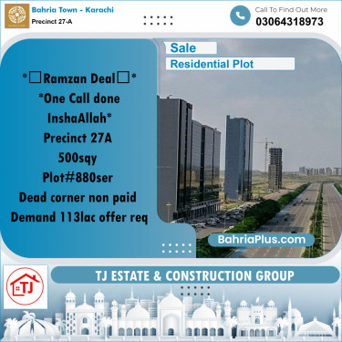 500 Sq. Yards Residential Plot for Sale in Precinct 27-A -  Bahria Town, Karachi - (BP-177886)