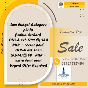 Residential Plot for Sale in OLC-A Ext. Block -  Bahria Orchard, Lahore - (BP-177889)