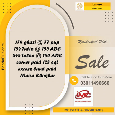 Residential Plot for Sale in Sector F - Ghazi Block -  Bahria Town, Lahore - (BP-177993)