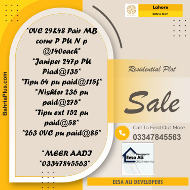 Residential Plot for Sale in Bahria Town, Lahore - (BP-178032)