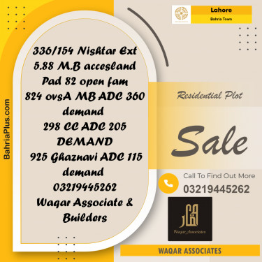 Residential Plot for Sale in Bahria Town, Lahore - (BP-178047)