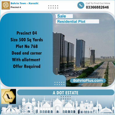 500 Sq. Yards Residential Plot for Sale in Precinct 4 -  Bahria Town, Karachi - (BP-178106)