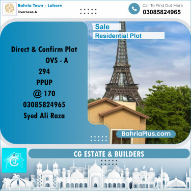 Residential Plot for Sale in Overseas A -  Bahria Town, Lahore - (BP-178150)