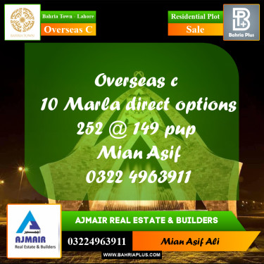 Residential Plot for Sale in Overseas C -  Bahria Town, Lahore - (BP-178183)