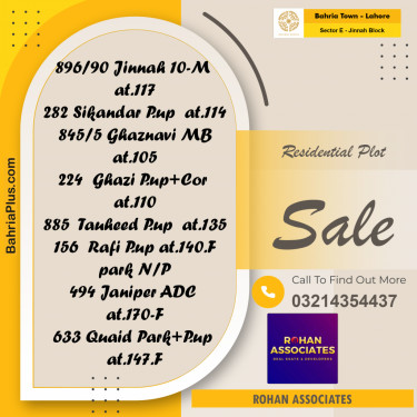 Residential Plot for Sale in Sector E - Jinnah Block -  Bahria Town, Lahore - (BP-178289)