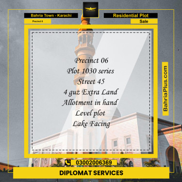 250 Sq. Yards Residential Plot for Sale in Precinct 6 -  Bahria Town, Karachi - (BP-178308)