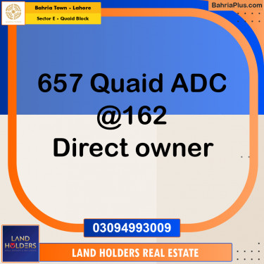 Residential Plot for Sale in Sector E - Quaid Block -  Bahria Town, Lahore - (BP-178407)