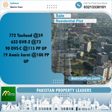 Residential Plot for Sale in Sector F - Tauheed Block -  Bahria Town, Lahore - (BP-178426)