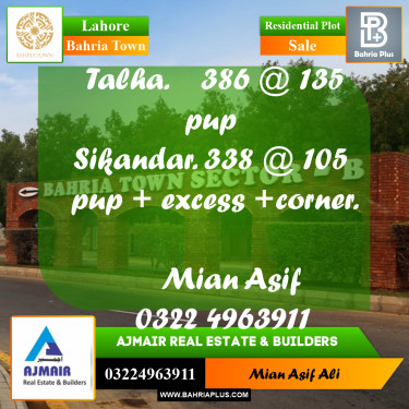 Residential Plot for Sale in Sector F - Talha Block -  Bahria Town, Lahore - (BP-178478)