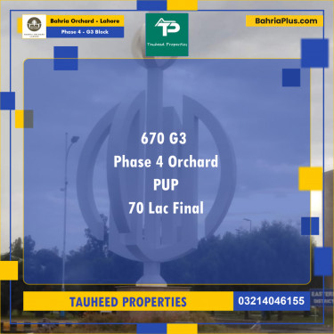 Residential Plot for Sale in Phase 4 - G3 Block -  Bahria Orchard, Lahore - (BP-178514)